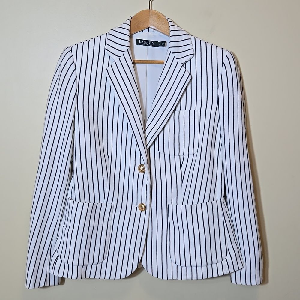 Lauren Ralph Lauren Coastal Blazer Jacket Nautical‎ Crest Old Money Preppy